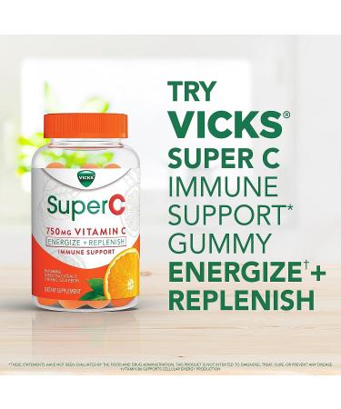 Vicks Super C Vitamin C Gummies - Immune Support Supplement with B Vitamins and Antioxidants - 36 Citrus Flavored Gummies - Buy Online on GoSupps.com