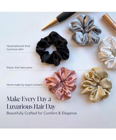 SILVR BEAR Luxury Satin Hair Scrunchies - Vegan Hair Ties 5 Pack, Softer than Silk - Classic Shades for Women & Girls - Buy Online on GoSupps.com