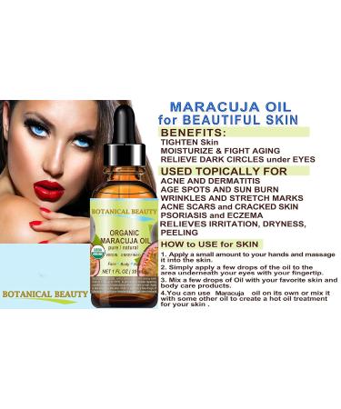 Botanical Beauty Organic MARACUJA OIL 100% Pure Natural Cold Pressed Undiluted for Face Skin Hair Body Lip Nails 0.5 Fl.oz.- 15 ml Rich in vitamin C - Buy Online on GoSupps.com