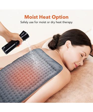 Toberto Ultra Soft Heating Pad for Back Pain Relief - 12x24 Large Electric Pad with 6 Adjustable Temperatures - Auto Shut Off - Charcoal Grey - Buy Online on GoSupps.com