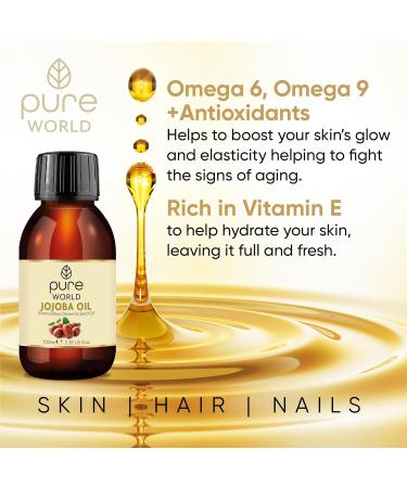Pure World Natural Peruvian Jojoba Oil 100% Pure and Undiluted 250ml. Cold Pressed Premium Quality Jojoba Oil Skin Nails Body and Face Vegan  - Buy Online on GoSupps.com
