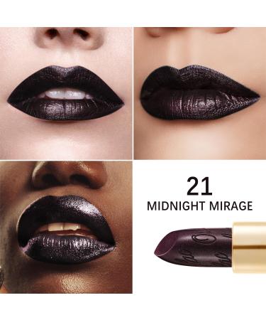 Oulac Midnight Metallic Black Lipstick - Long-Lasting 3D Gloss Vegan & Cruelty-Free Intense Color Black Glitter Finish - 4.3g - Buy Online on GoSupps.com