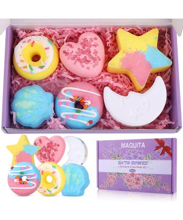 MAQUITA 6Pcs Shower Bath Bombs Handmade Bubble and Floating Fizzies Spa Kit Luxurious Gift for Girls Beauty Gifts Set for Her on Christmas Valentines Birthday Mothers Day Anniversary 1