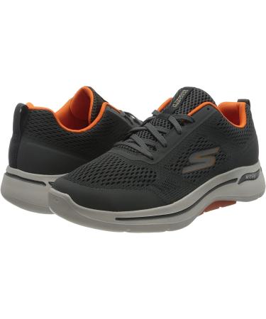 Skechers Men's GoWalk Arch Fit Athletic Walking Shoe 12 Charcoal/Orange - Buy Online on GoSupps.com