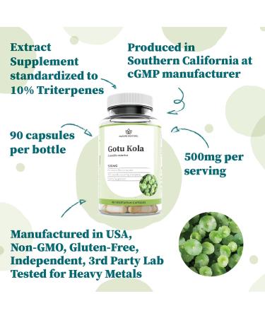 Nature Restore Gotu Kola Extract Supplement 10 Percent Triterpenes Maximum Effectiveness Manufactured in USA 90 Capsules Non GMO Gluten Free Vegan - Buy Online on GoSupps.com