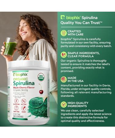 biophix Organic Spirulina Powder 2.2 lb Black Cherry Flavor - Protein-Rich Nutrient-Dense Superfood - Powerful Antioxidant - Supports Immune Health - Buy Online on GoSupps.com