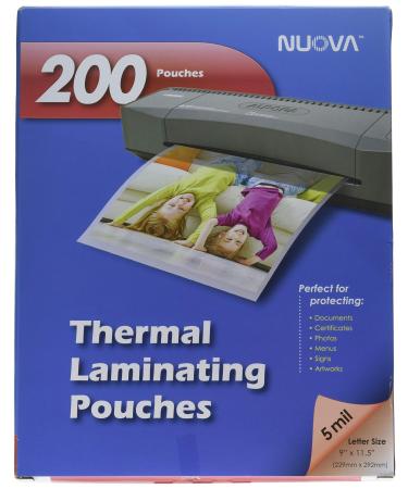 Nuova 200-Pack, 5 Mil Thermal Laminating Pouches 9 x 11.5 Inches, Letter Size (LP205H) 5-mil 200 Sheets