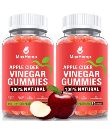 (2 Pack) 1,000mg Organic Apple Cider Vinegar Gummies with The Mother - ACV Gummy for Immune Support, Detox & Weight Loss - Vitmain B9, B12, Gluten-Free, Vegan, Non-GMO - for Adult & Kids