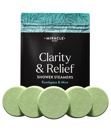 Miracle Made Aromatherapy Shower Steamers - 15 Tablets Eucalyptus and Mint Shower Bombs with Natural Essential Oils Bombs for Nasal Congestion Relaxation Self Care Daily Use Bath Bombs for Women Moms Eucalyptus & Mint