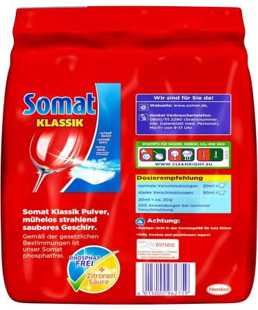 Somat Classic Powder XXL - 4 kg (1 Pack) | Premium Dishwasher Detergent for Sparkling Clean Dishes - Fast International Shipping - Buy Online on GoSupps.com