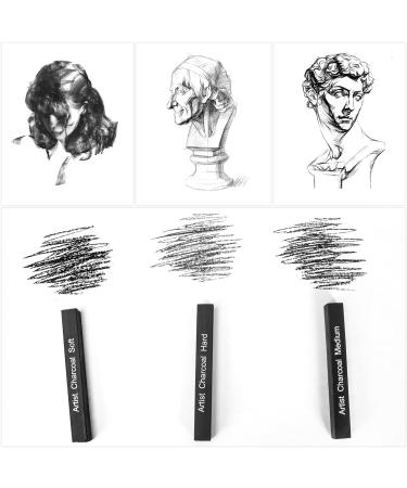 STAPENS 6 Pack Compressed Charcoal Sticks - Drawing Sketching Shading Art Supplies - Soft Medium Hard Grade Black-6 - Buy Online on GoSupps.com