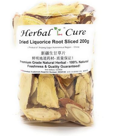 Herbal Cure - Licorice Dried Liquorice Root Sliced 200g - Natural Sweet Vegan Aromactic Flavouring - An Excellent Herb For Cooking & Tea - Product of China - Buy Online on GoSupps.com