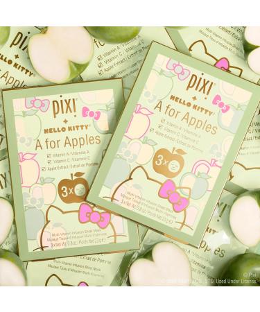 Pixi + Hello Kitty A for Apples Sheet Mask | Hydrating & Brightening | Vitamin A C & Apple Extract | 3 Masks - Buy Online on GoSupps.com