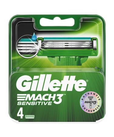 Gillette Mach3 Sensitive Razor Blades for Men  4 Refills with Stronger-Than-Steel Blades