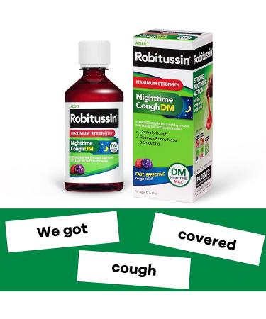 Robitussin Maximum Strength Nighttime Cough DM Medicine for Adults - 8 Fl Oz, Berry Flavor - Buy Online on GoSupps.com