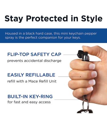Mace Brand Mini Keychain Pepper Spray (Black Hard Case)  Accurate 5 Powerful Pepper Spray, Flip Top Safety Cap, Refillable, Mace Spray Self Defense Keychain - Buy Online on GoSupps.com