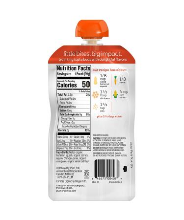 Plum Organics Stage 2 Baby Food Pouch - Butternut Squash, Carrot, Chickpea & Corn | 6 Pack, 3.5 oz | Organic Purees for Babies & Toddlers - Buy Online on GoSupps.com