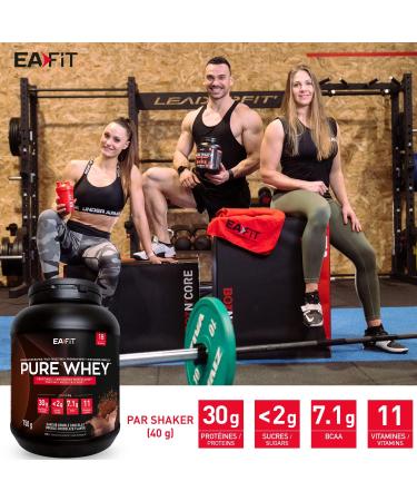 EAFIT Pure Whey Cappuccino 750 g Eco Format 6 Pots 4.5 kg - Muscle Growth - Whey Protein - Rapid Assimilation - Amino Acids and Digestive Enzymes - Certified Anti-Doping - Buy Online on GoSupps.com