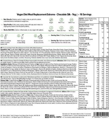 Protein Works Vegan Diet Meal Replacement Extreme 1kg Chocolate Silk - Plant Based Shake with Added Vitamins, Supports Weight Loss - 16 Servings - Buy Online on GoSupps.com