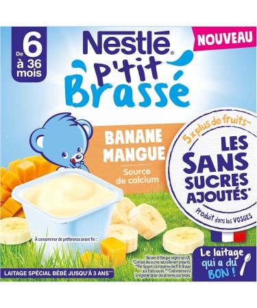 NESTL B B - P'TIT BRASS LES SANS SUCRES AJOUT S BANANE MANGUE DES 6 MOIS 4X90G - Buy Online on GoSupps.com