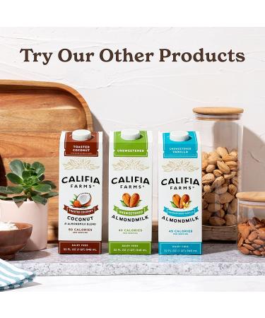 Califia Farms Unsweetened Vanilla Almond Milk 32oz (Pack of 6) | Dairy-Free, Vegan, Keto, Plant-Based | Shelf Stable, High Calcium, Non-GMO, Sugar-Free | Ideal for Smoothies - Buy Online on GoSupps.com