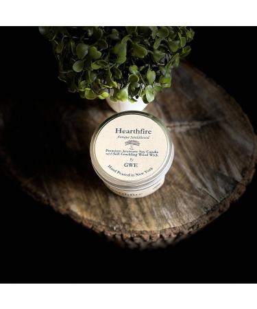 Hearthfire Soy Candle in Tin - Smoky Sandalwood Wood Wick Aromatherapy with Natural Oils Made in USA - Perfect Gift for Men & Women - Buy Online on GoSupps.com
