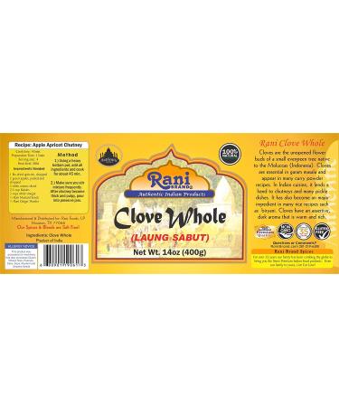 Rani Cloves Whole (Laung) 14oz - Hand Selected Spice for Food, Tea, Pomander Balls & Potpourri - All Natural & Non-GMO - Bulk PET Jar - Indian Origin - 14 Ounce Jar - Buy Online on GoSupps.com