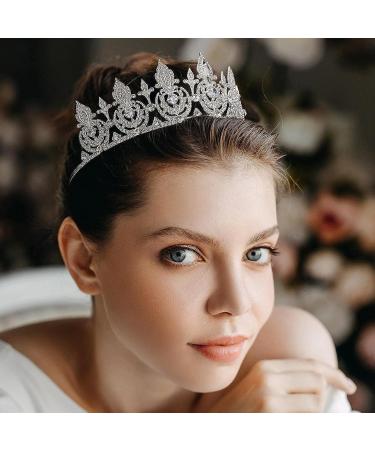 AW BRIDAL Crystal Wedding Tiara for Bride - Silver Princess Crown for Women - Buy Online on GoSupps.com