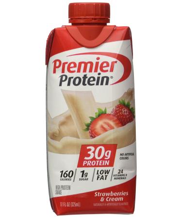 Premier Protein Strawberries & Cream Flavored High Energy Protein Shake 30g Protein of 11 Oz - 18 Pack Cos24