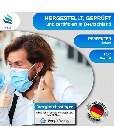 Kela OP Mask - 250x Blue Medical Masks | 100% Made in Germany | Oeko-Tex Standard | Premium MNS Type IIR Disposable Respiratory Protection - Buy Online on GoSupps.com