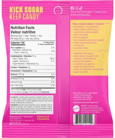 SmartSweets Gummy Candy Barbie Pink Lemonade Dream 50 gram pouches (pack of 14) - Buy Online on GoSupps.com