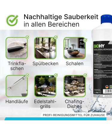 Biohy Stainless Steel Cleaner 250ml | Streak-Free Shine for Kitchen & Grill | Ideal for Home & Gastronomy Cleaning - Buy Online on GoSupps.com