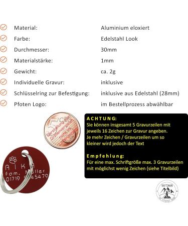 Personalized Red Matt Dog Tag with Engraving - Custom ID & Address Tag - Diamond Engraved Pet ID Plate - Buy Online on GoSupps.com