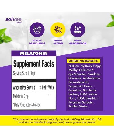 Melatonin Sleep Aid Strips - 3mg | Peppermint Flavor | Sugar-Free | Drug-Free | Travel-Friendly | 30 Pack (10 Strips per Pack) - Fast & Restful Sleep Solution - Buy Online on GoSupps.com