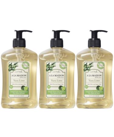 A LA MAISON Yuzu Lime Liquid Hand Soap - Triple French Milled Natural Moisturizing Soap (3 Pack 16.9 oz Bottle) Yuzu Lime 16.9 Fl Oz (Pack of 3)