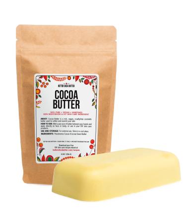 Raw Cocoa Butter | Unrefined, 100% Pure, Food Grade | Use as Lip Balm, Stretch Marks Cream, Scars Oil, Whipped Body Lotion | Skin and Hair Moisturizer | 8 oz block by Better Shea Butter 8 Ounce (Pack of 1)