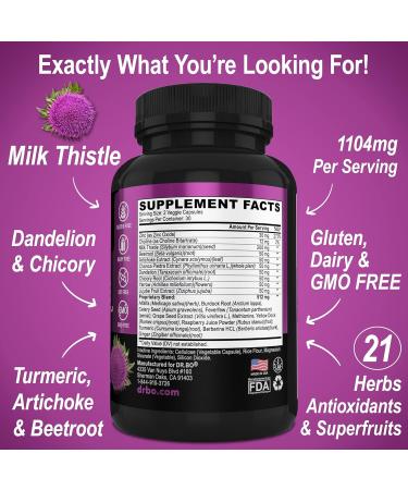 Liver Cleanse & Activated Charcoal Capsules - Liver Health Pills with Artichoke Berberine Turmeric Herbs - 1200mg Organic Coconut Charcoal Pills for Stomach Gas and Bloating Support - Buy Online on GoSupps.com