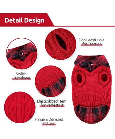 Cit toile Warm Dog Sweater - Turtleneck Knit Coat for Small & Medium Pets | Autumn Winter Puppy Clothing with Linen Holes - Red S - Buy Online on GoSupps.com