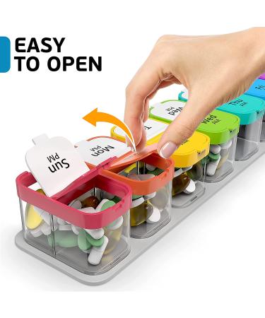 Large 7 Day Pill Organizer - AM/PM Pill Box Case - Weekly Medication Vitamin Organizer - 7 Day Pill Container - Buy Online on GoSupps.com