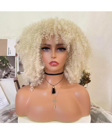 Colorfulpanda Afro Wig for Women - Light Blonde Synthetic Wavy Curly Hair | Kinky Curly Short Wig for Everyday & Cosplay - Buy Online on GoSupps.com