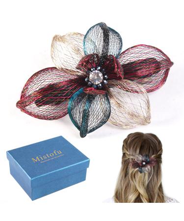 Mistofu Large Hair Barrettes Clips For Women Thick Hair  Hair Flower For Women Handmade Copper Wire Pearl Hair Clips For Women