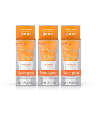Neutrogena Rapid Clear Acne Eliminating Spot Ment Gel with Witch Hazel and Salicylic Acid Acne Medicine for Acne-Prone Skin 0.5 fl. oz (Pack of 3) 0.5 Fl Oz (Pack of 3) Acne Eliminating Spot