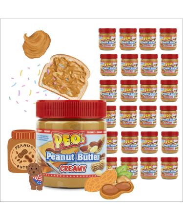PEO's 24 x 340g Creamy Peanut Butter | Natural Peanut Butter from Roasted Peanut Kernels | Delicious Peanut Compote with Full and Creamy Taste | Pack of 24