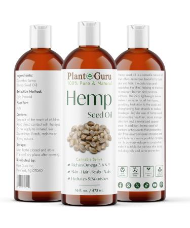 Hemp Seed Oil 16 oz - 100% Pure Virgin Unrefined Moisturizer for Skin Body Hair & Massage - Natural Acne Treatment - Buy Online on GoSupps.com