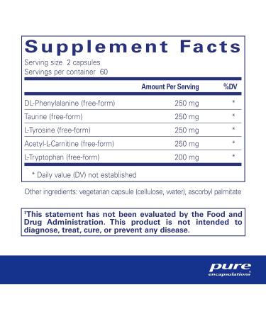 Pure Encapsulations Cognitive Aminos - Hypoallergenic Cognitive Function Support Supplement | 120 Capsules - International Shipping Available - Buy Online on GoSupps.com