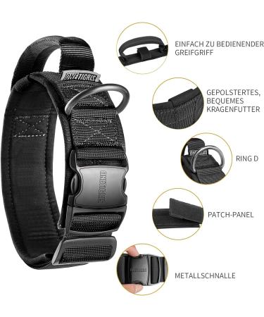 OneTigris Dog Collar with Metal Buckle for Dogs - Durable Black Large Size | International Shipping Available - Buy Online on GoSupps.com