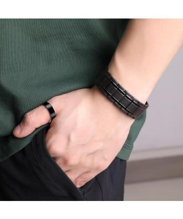 Jecanori 3X Ultra Strength Magnetic Bracelet for Men | Titanium Steel with 57 Magnets (3500 Gauss) | Adjustable Wristband Brazaletes | Free Adjustment Tool | Gift Box Included - G-black - Buy Online on GoSupps.com