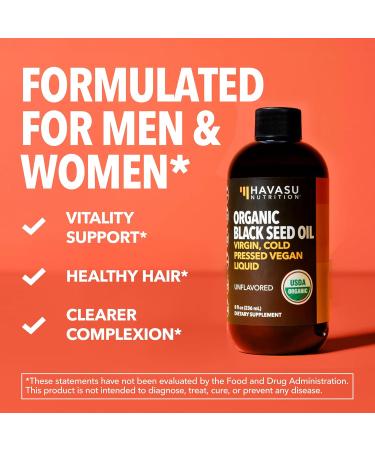 Organic Black Seed Oil Cold Pressed Liquid - Black Cumin Supplement for Immune System Function Digestive Support Hair Nourishment & Overall Health - 8 Fl Oz - Unflavored Non-GMO Vegan Organic Liquid - Buy Online on GoSupps.com