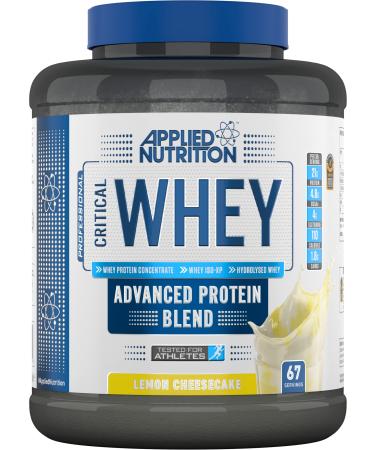 Applied Nutrition Critical Whey Protein Powder 2kg - High Protein Powder Protein Milkshake Muscle Building Supplement with BCAAs & Glutamine (2kg - 67 Servings) (Lemon Cheesecake) Lemon Cheesecake 2 kg (Pack of 1)