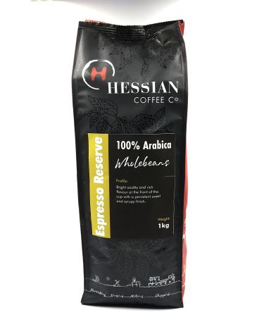 Hessian Coffee Espresso Reserve Coffee Beans - 1kg Bag - Roasted in Small Batches in The UK - Espresso Reserve is Suitable for All Coffee Machines